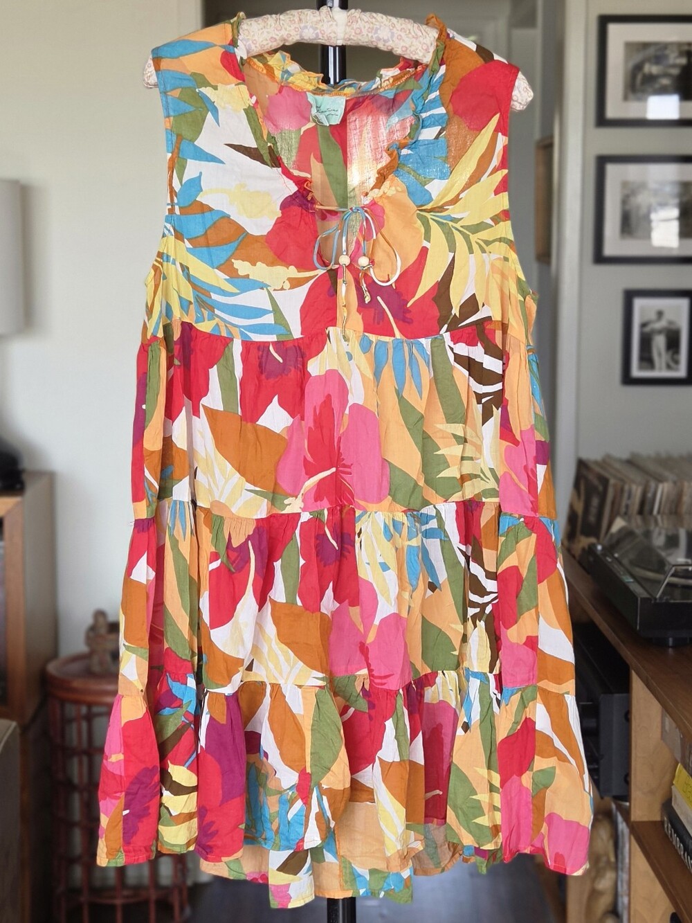 True Destinations Resort Cotton Voile Tiered Mini Dress Or Swimsuit Cover